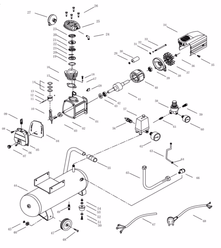 Liste des Pièce détachée Compresseur Jetco 50-15