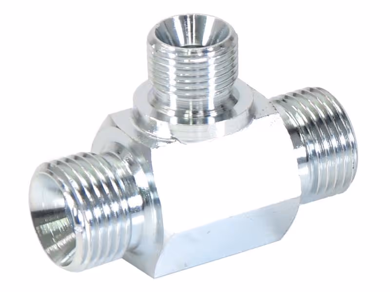 Pièce en T hydraulique 1/2'' BSP mâle x 1/2'' BSP mâle x 3/8'' BSP mâle