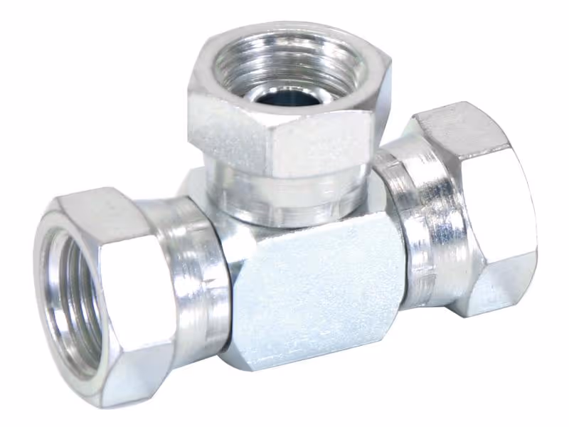 Pièce en T hydraulique 1/2'' BSP Femelle pivotante x 1/2'' BSP Femelle pivotante x 1/2'' BSP Femelle pivotante - ref 3577117M91