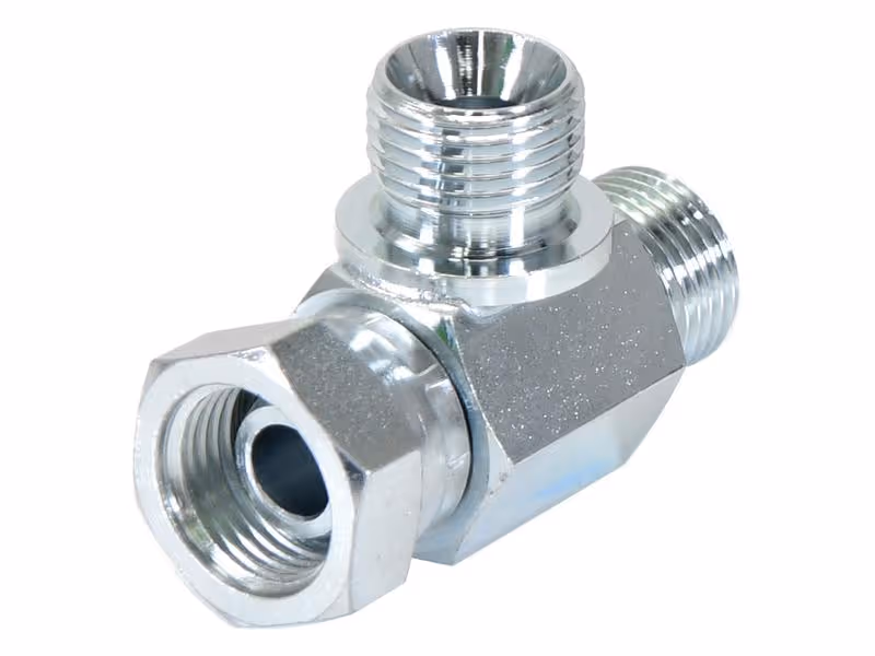 Pièce en T hydraulique 1/2'' BSP mâle x 1/2'' BSP Femelle pivotante x 1/2'' BSP mâle - ref 8R6MK4S