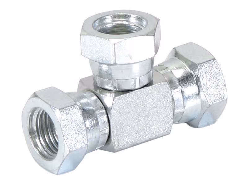 Pièce en T hydraulique 1/4'' BSP Femelle pivotante x 1/4'' BSP Femelle pivotante x 1/4'' BSP Femelle pivotante - ref 4J6MK4S