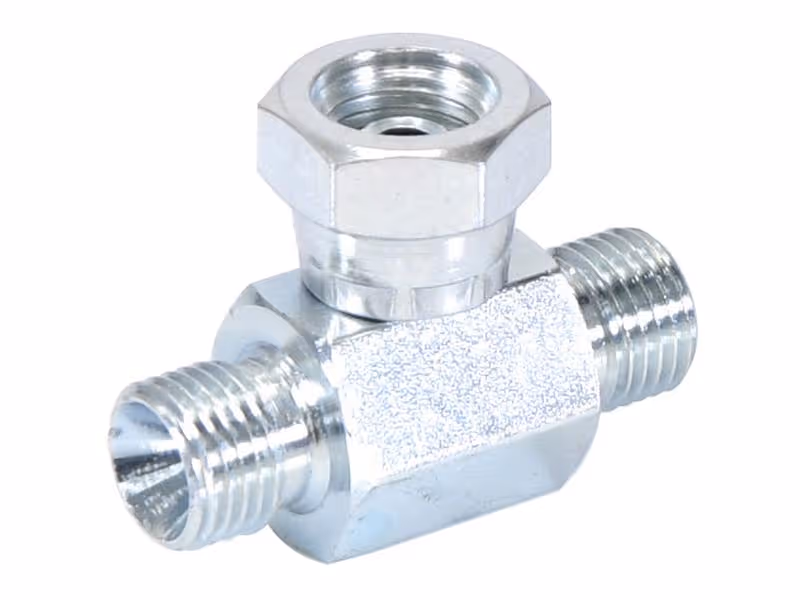 Pièce en T hydraulique 1/4'' BSP mâle x 1/4'' BSP mâle x 1/4'' BSP Femelle pivotante