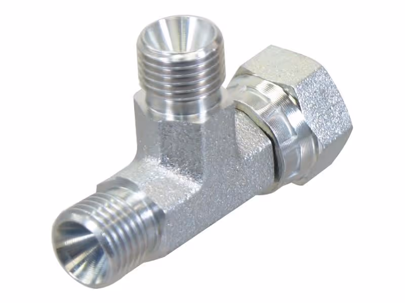 Pièce en T hydraulique 1/4'' BSP mâle x 1/4'' BSP Femelle pivotante x 1/4'' BSP mâle - ref 4R6MK4S