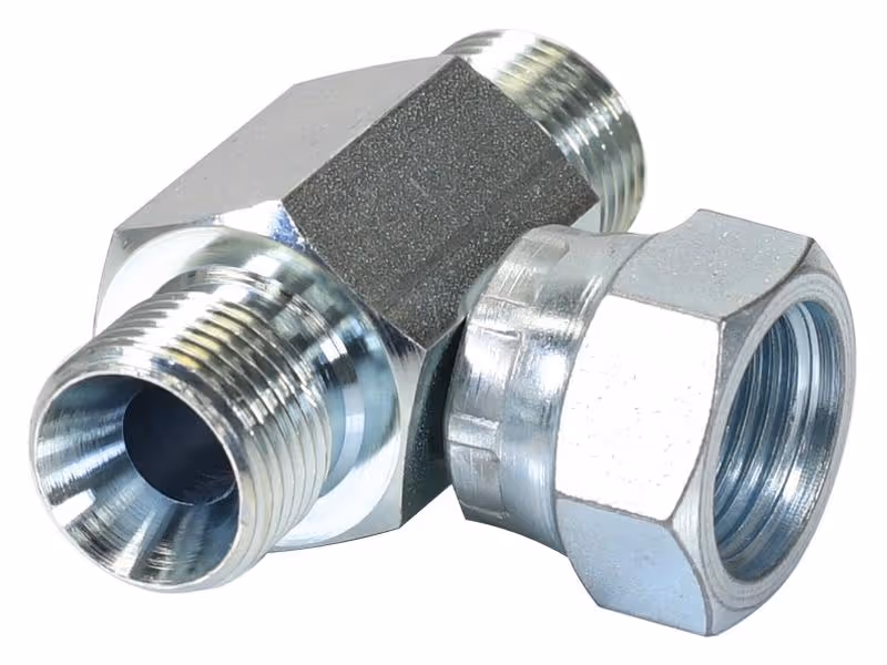 Pièce en T hydraulique 3/8'' BSP mâle x 3/8'' BSP mâle x 3/8'' BSP Femelle pivotante