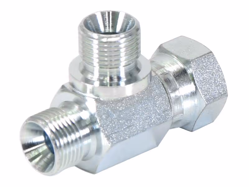 Pièce en T hydraulique 3/8'' BSP mâle x 3/8'' BSP Femelle pivotante x 3/8'' BSP mâle - ref 6R6MK4S