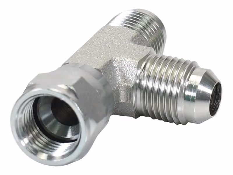 Pièce en T hydraulique 9/16'' JIC mâle x 9/16'' JIC Femelle pivotante x 9/16'' JIC mâle - ref 6R6MXS