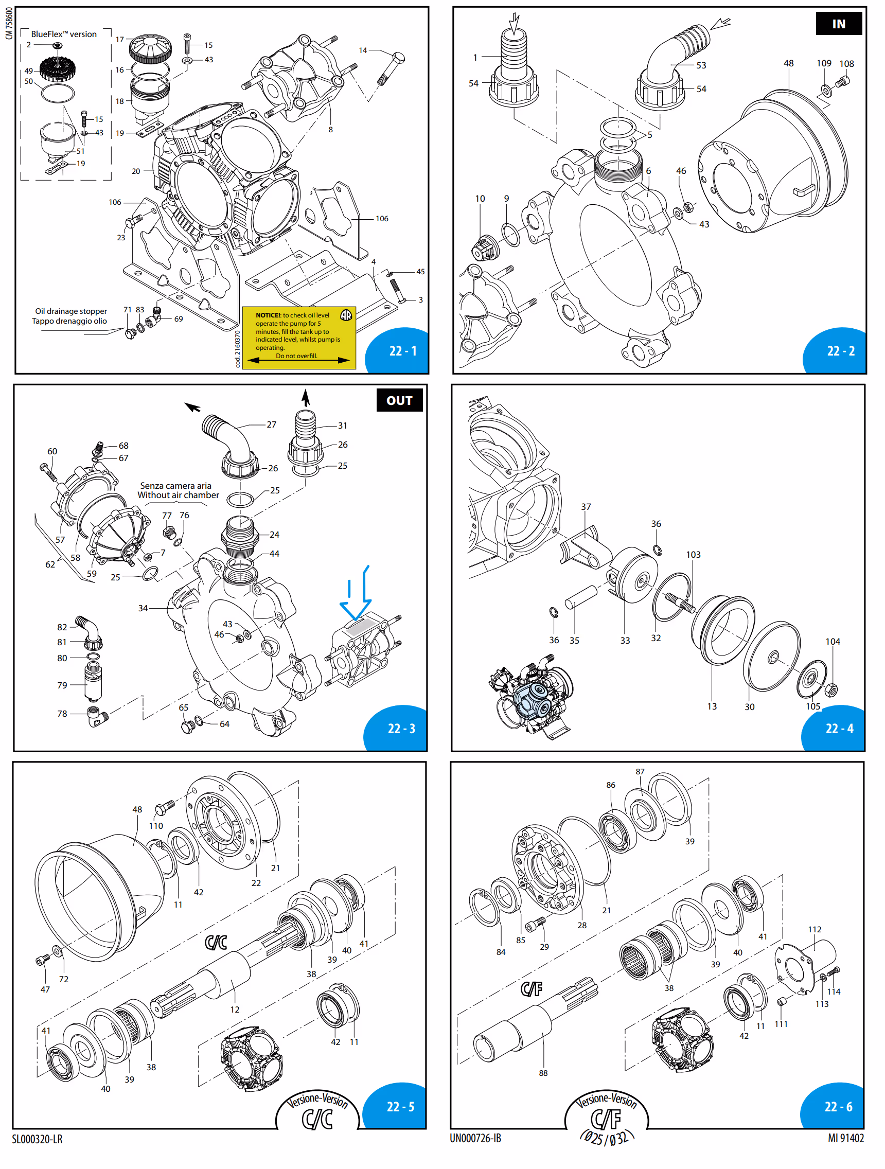 Pièces détachées Pompe de pulvérisateur AR 280 BP C/F32 Annovi Reverberi 31095