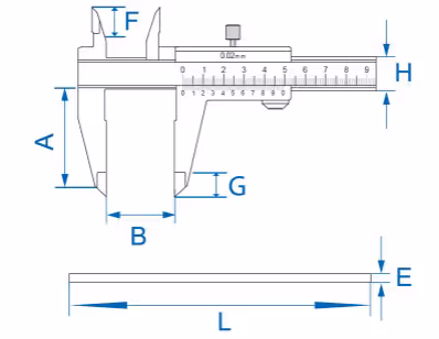 Pied à coulisse mesure int/exté/profondeur pour industrie 200mm 0.02