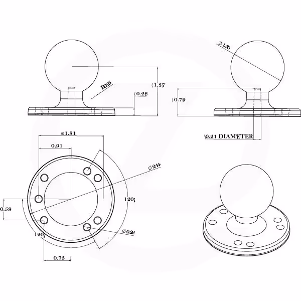 Pied de montage rond "C"