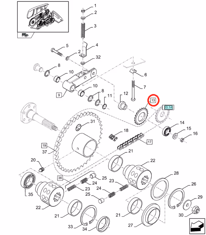 Pignon 15 dents New Holland 87283101