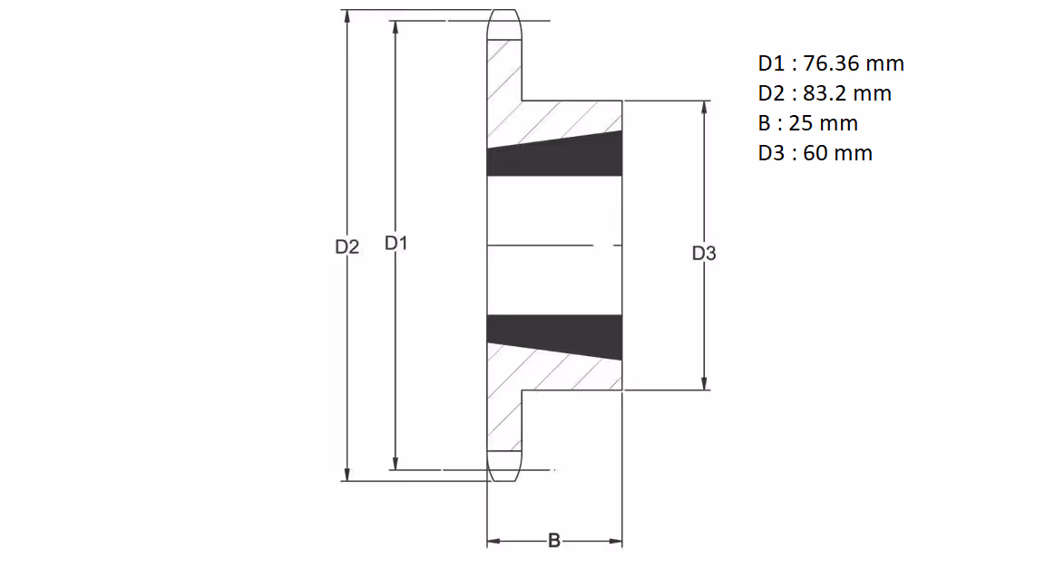 Pignon simple 15 dents chaîne 5/8 10B1 Taperlock