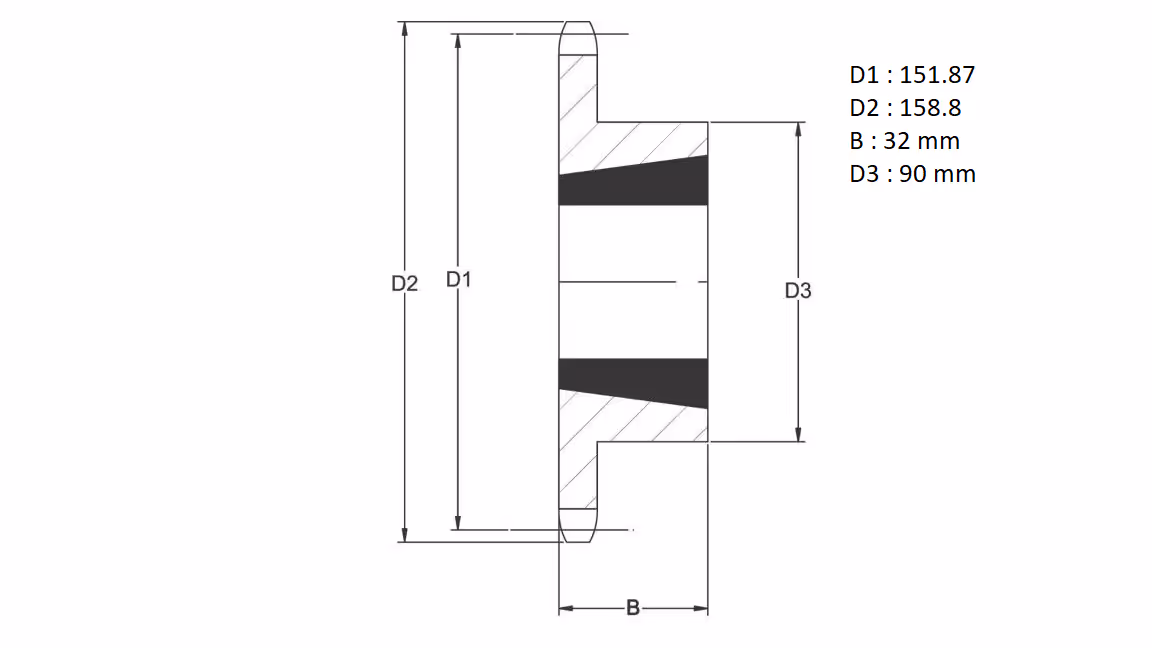 Pignon simple 30 dents chaîne 5/8 10B1 Taperlock