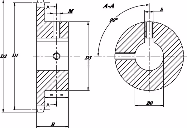 Pignon Simplex 14 dents chaîne 1/2" 08 B-1 alésé 20 mm