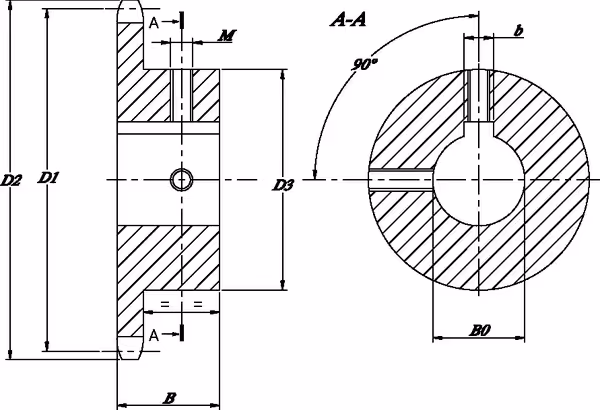 Pignon Simplex 14 dents chaîne 1/2" 08 B-1 alésé 30 mm