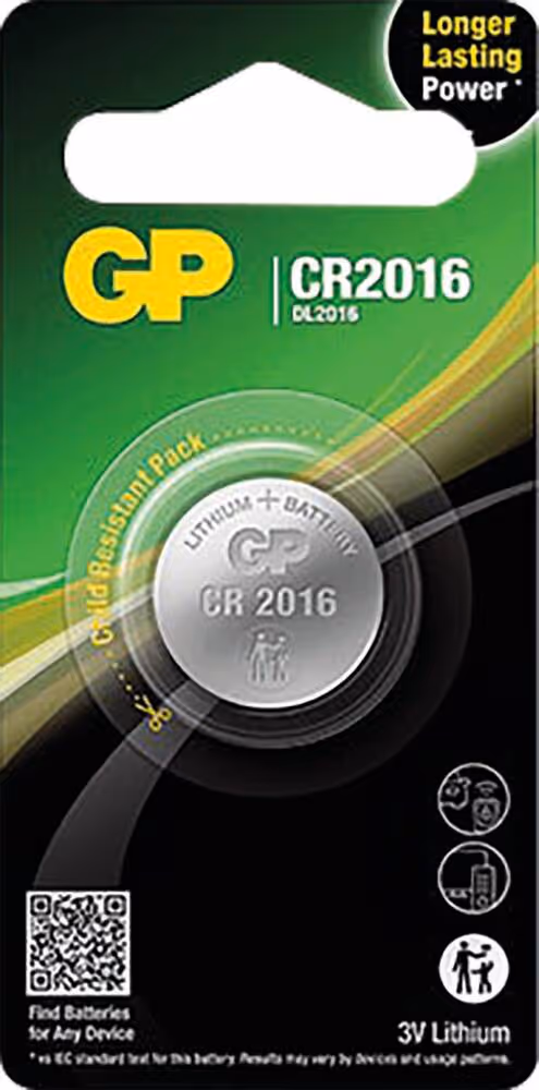 PILE BOUTON LITHIUM CR2016 - BLISTER 1 PC