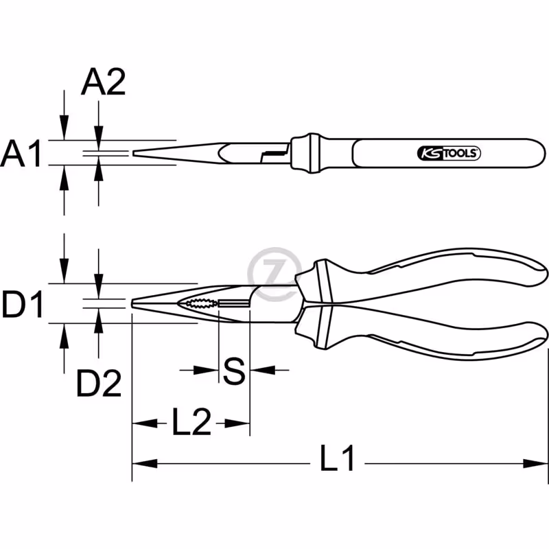 Pince à bec demi-rond droit ERGOTORQUE®, 165 mm
