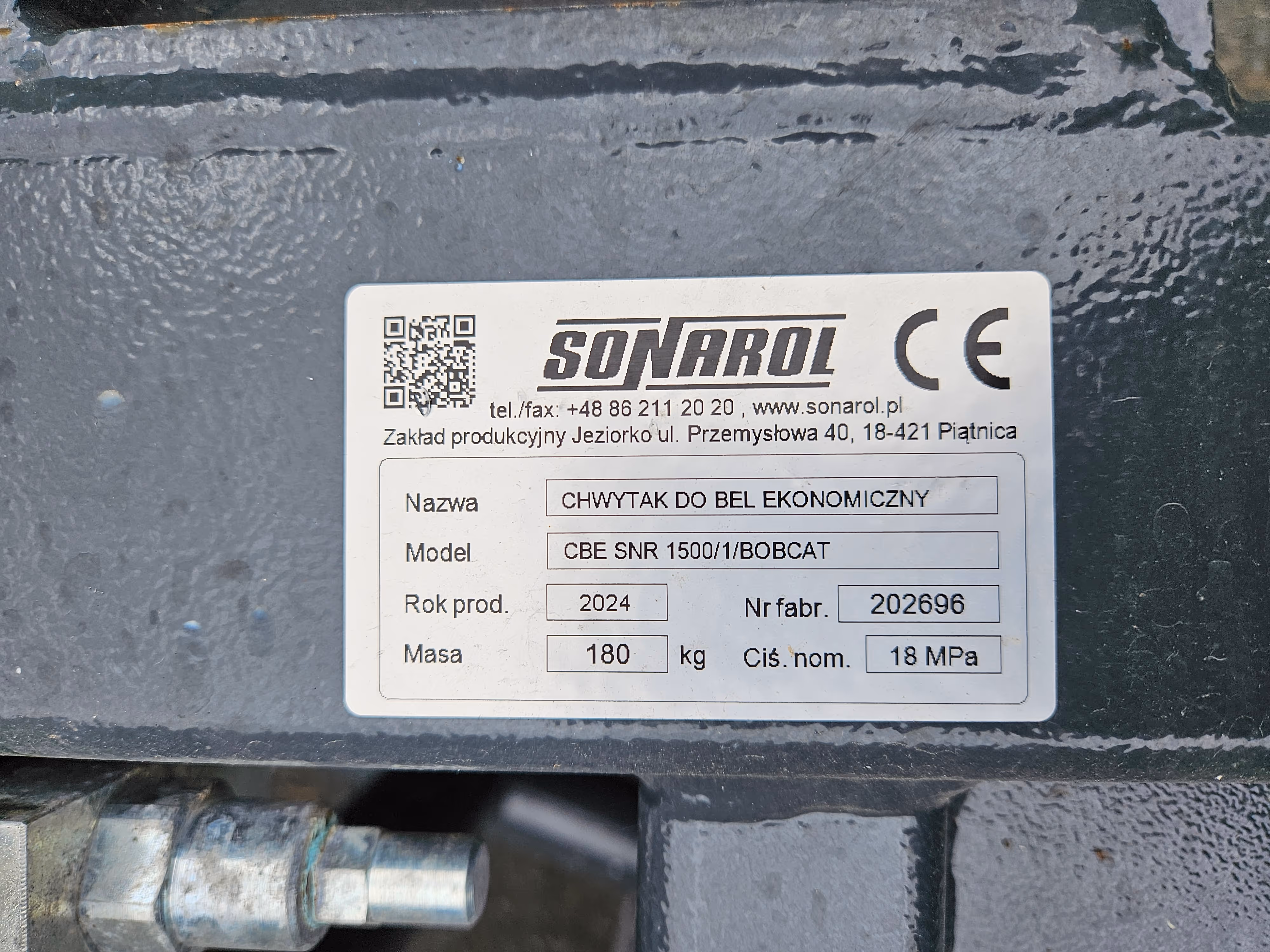 Pince à enrubannage 1500 attache Bobcat Maly Sonarol avec défauts