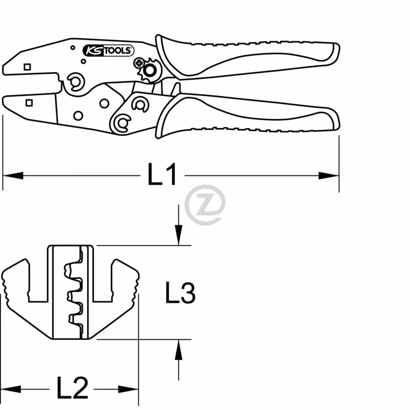 Pince à sertir pour cosses à embouts, AWG 20-18, 16-14, 12-10