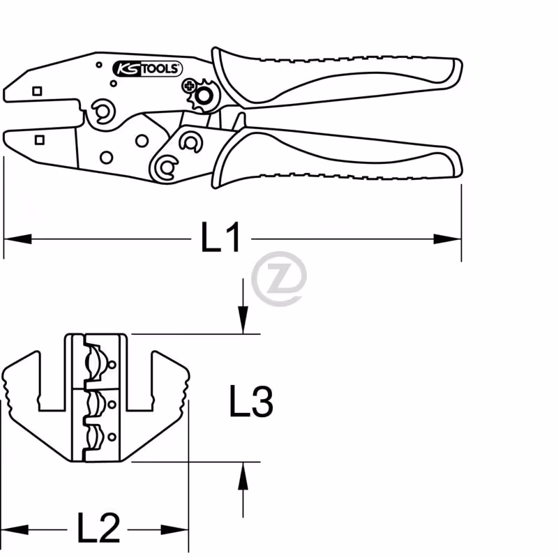 Pince à sertir pour cosses isolées, 220mm