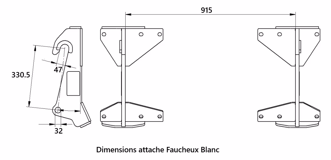 Pince Balle enrubannée Quicke UNIGRIP S+ 130 cm 1000 Kg attache Faucheux Blanc