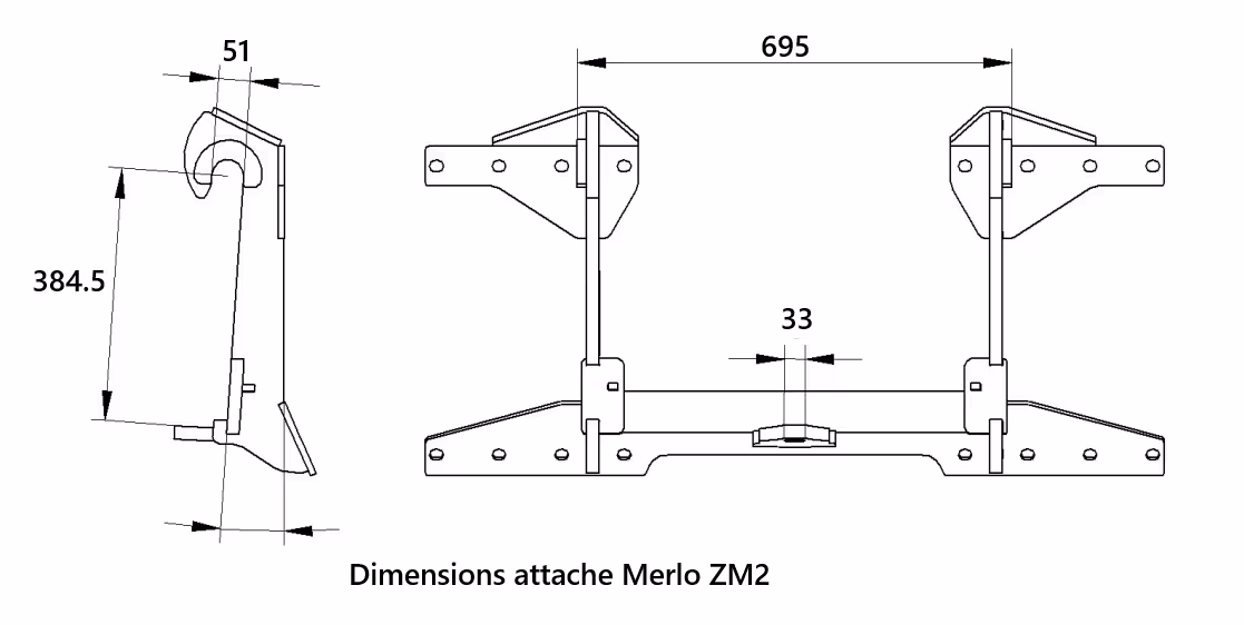 Pince Balle enrubannée Quicke UNIGRIP M+ 160 cm 1500 Kg attache Merlo ZM2 boulonnée