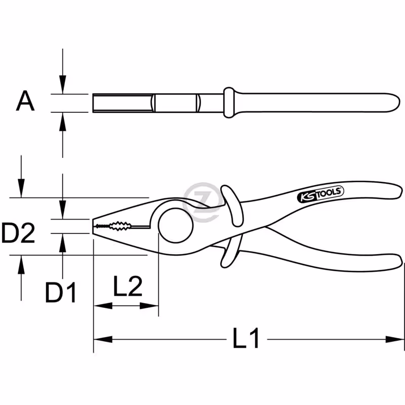 Pince plate isolée en PVC, 180mm