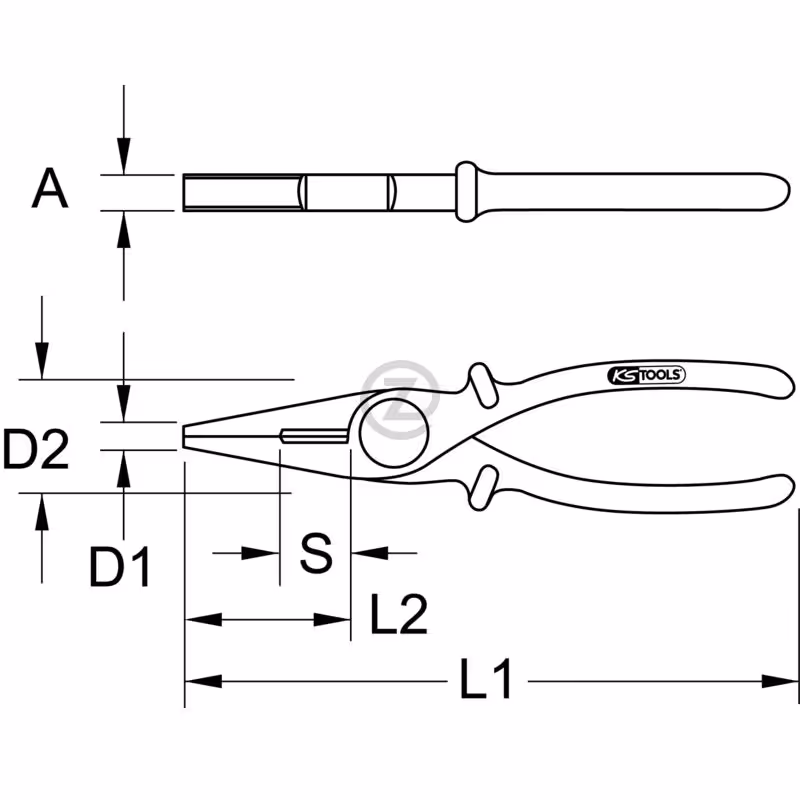 Pince plate isolée en PVC, 190mm
