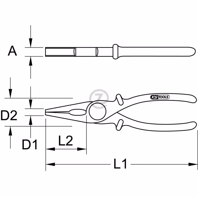 Pince plate isolée en PVC, 200 mm