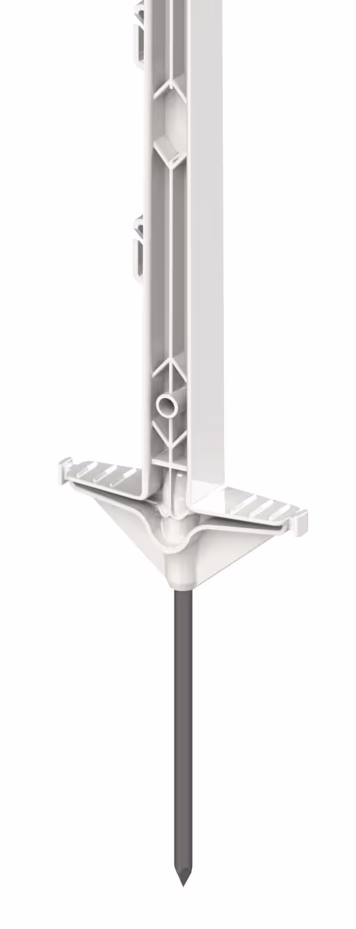 Piquet en plastique 105 cm blanc, appui-pied double