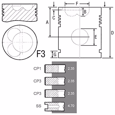 PISTON AVEC 4 SEGMENTS David Brown K900800