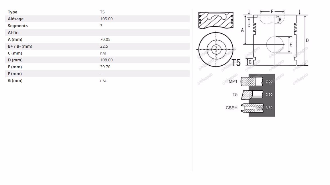 PISTON AVEC SEGMENTS