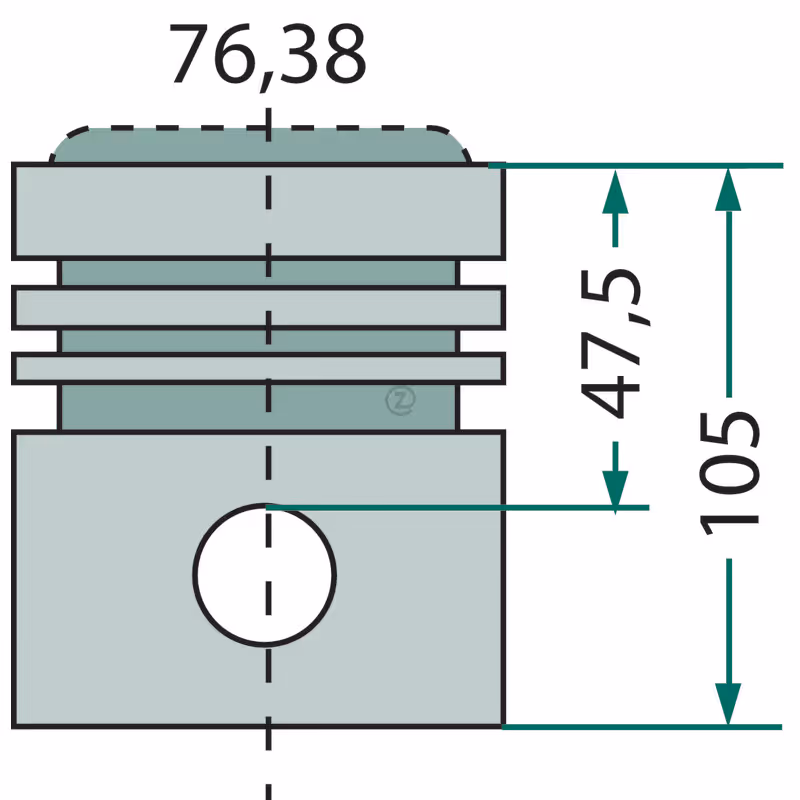 Piston  cote de réparation 76,50 mm