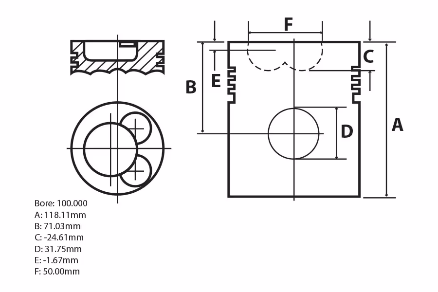 Piston et axe Fordson Major 100mm 1952-1956 E1ADDN6110J | Ford