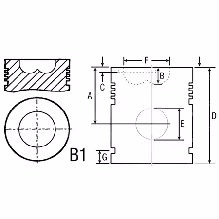 Piston Ø 100 mm avec axe Fiat 1909207