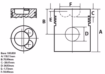 Piston & Pin Power/Super Major (100mm) 81710338 | Ford
