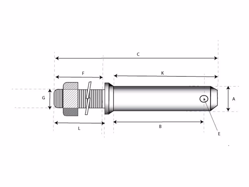 Piton 22x140mm, Filetage 7/8x40mm Cat. 1 (Ø22mm) - adaptable sur tracteurs Massey Ferguson - ref 268959