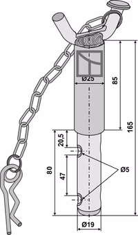 Piton double à poignée avec Chaîne et goupille à ressort