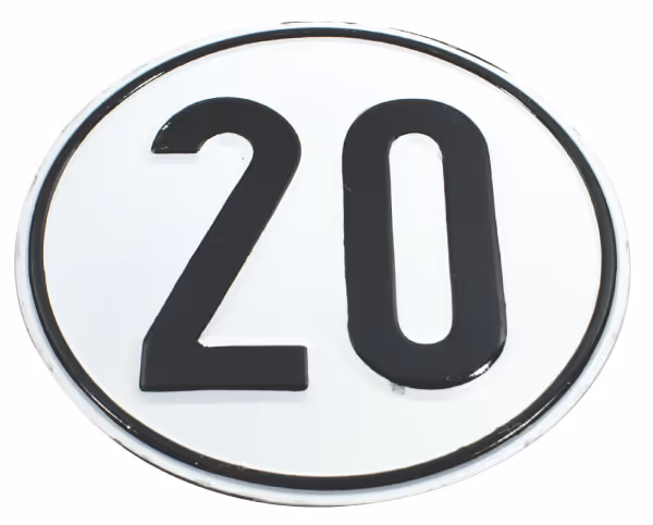 Plaque 20 km type allemand