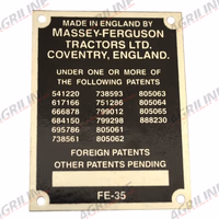 Plaque de commission FE35 16 Numéros de brevet