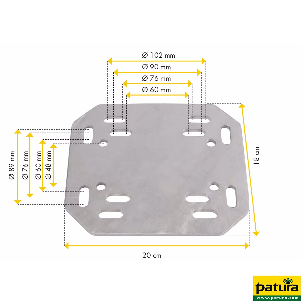 Plaque de fixation Universel pour raccord des barres aux poteaux sans étrier