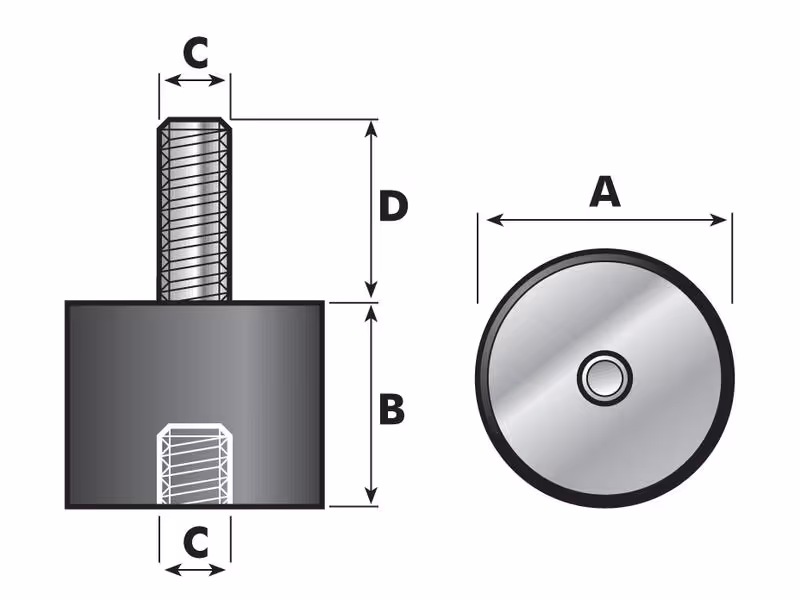 Plot anti-vibratoire - Boulon à Cône, Ø50mm. - Vendu par 4