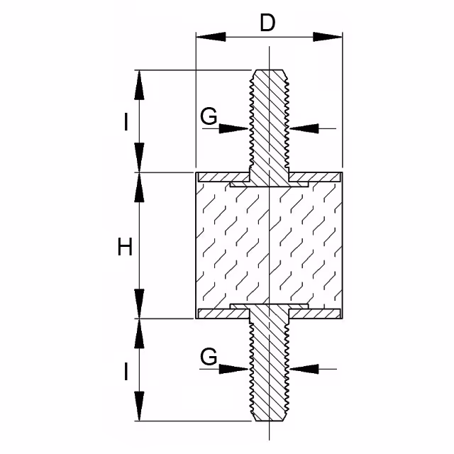 Plot cylindrique anti-vibratoire male male 20/30 m6