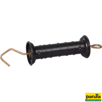 Poignée de porte avec crochet, ressort et compensateur de traction, noir