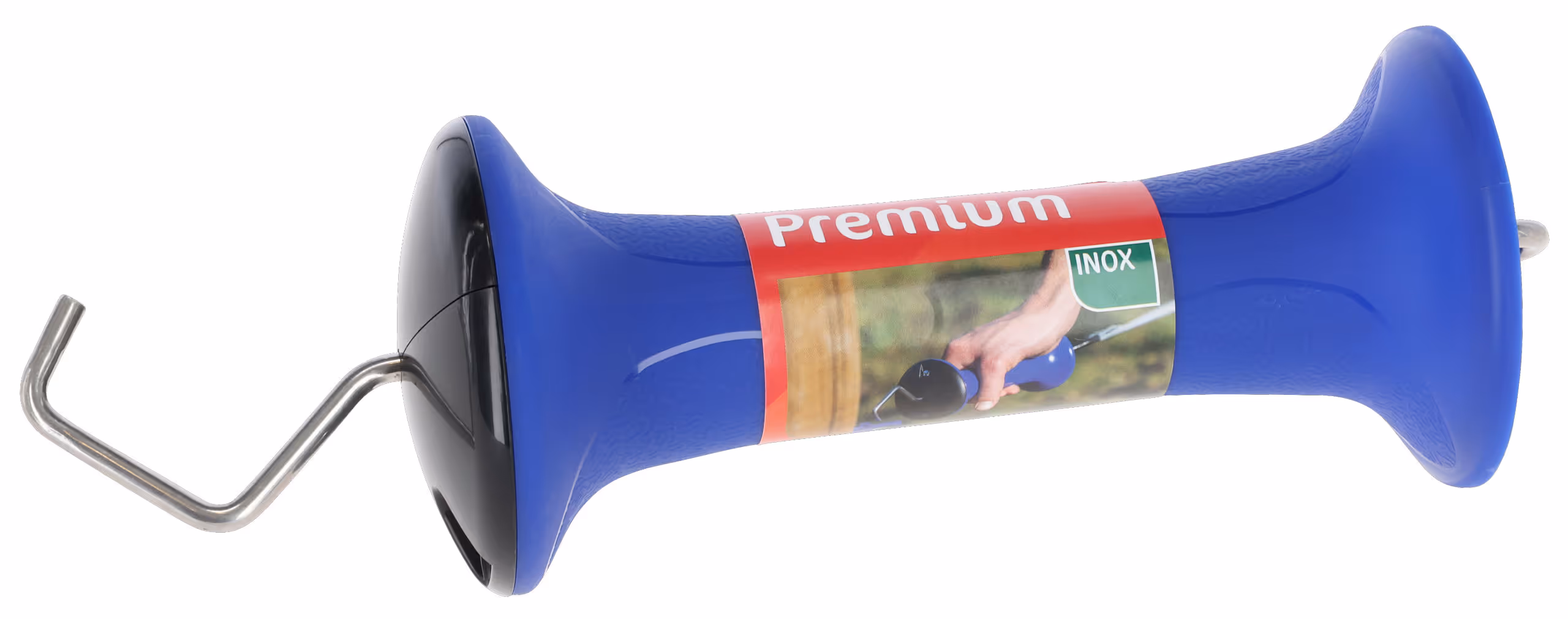 Poignée Premium, bleue Crochet inox, embout vissé
