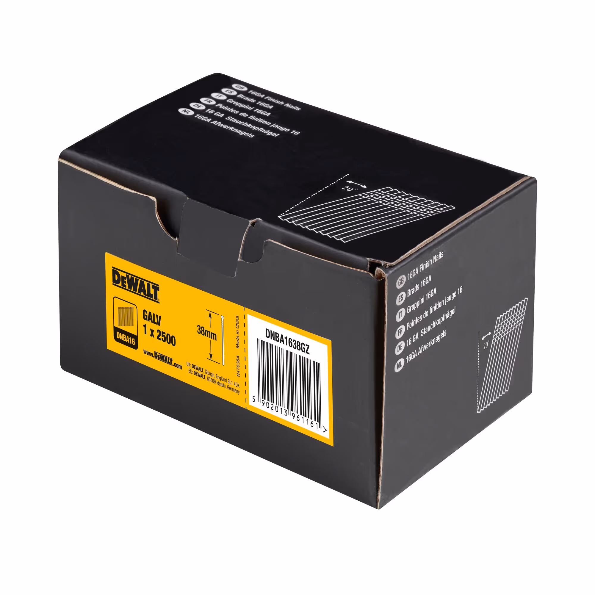 Pointes 16Ga 20°1,2 x 38 mm