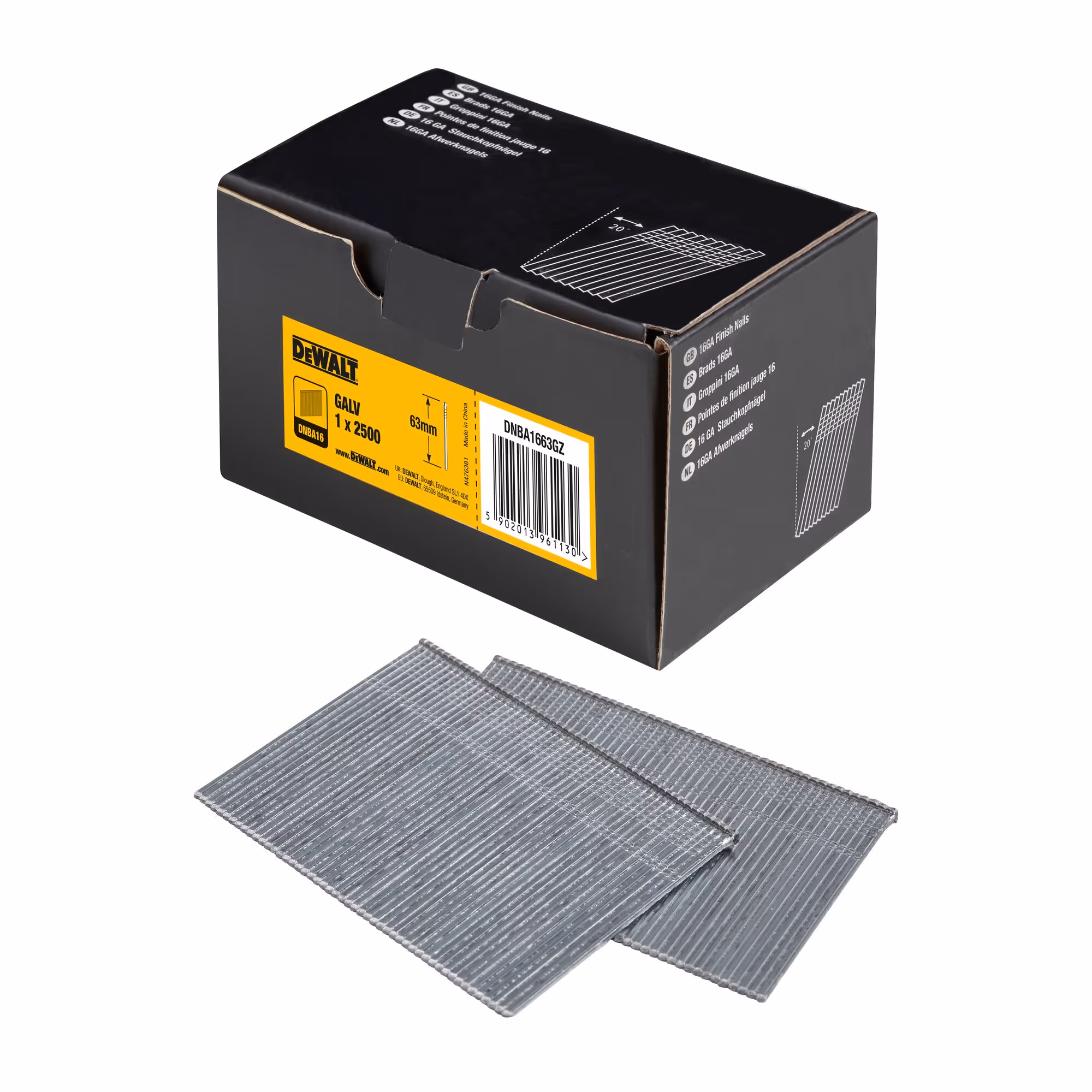 Pointes 16Ga 20° 1,2 x 63 mm