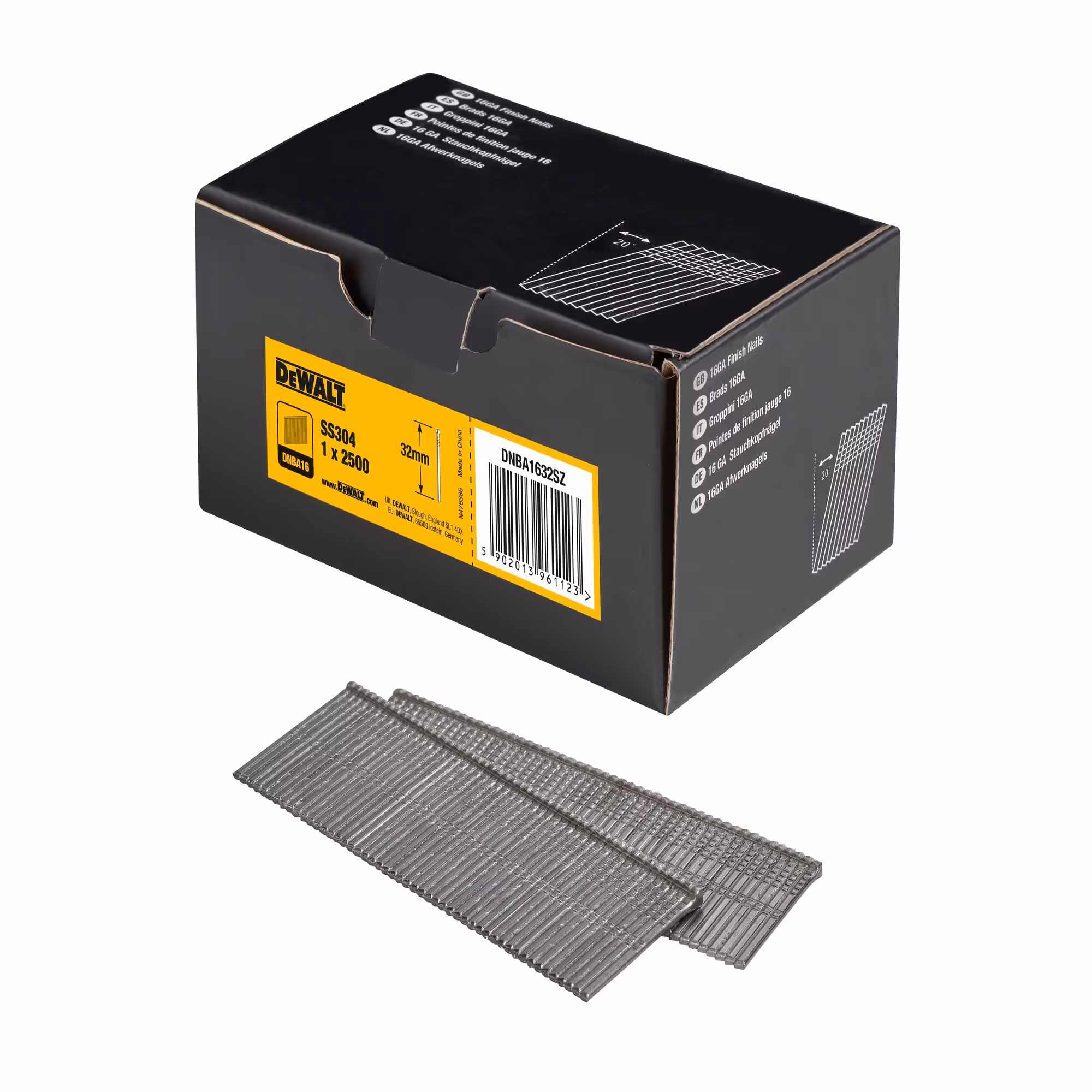 Pointes 16Ga 20° inox 1,2 x 32 mm