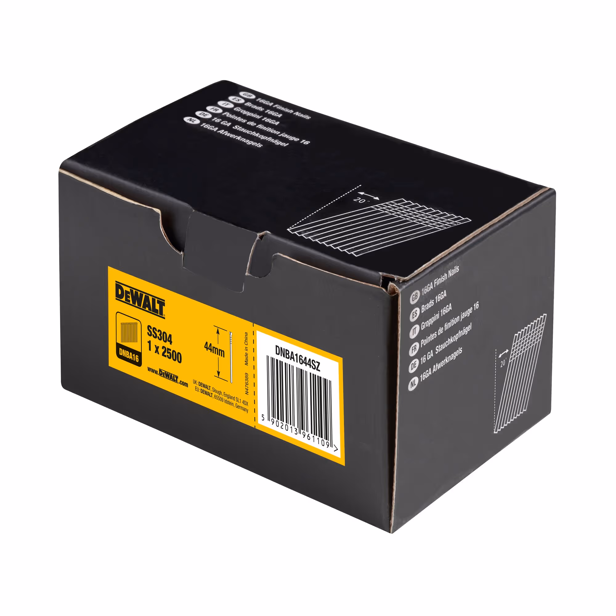 Pointes 16Ga 20° inox 1,2 x 44 mm
