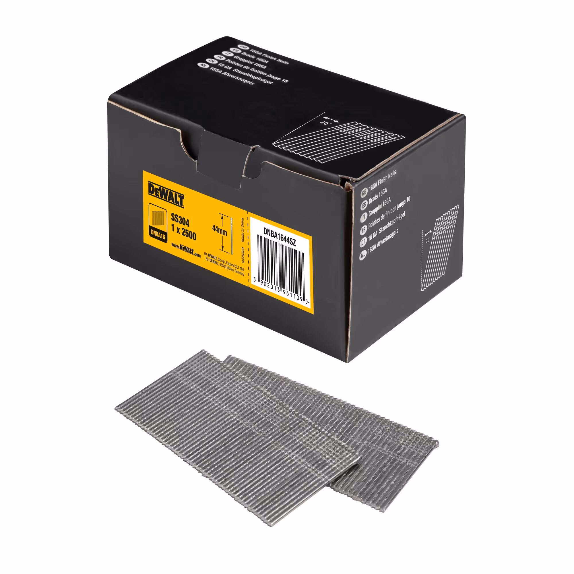 Pointes 16Ga 20° inox 1,2 x 44 mm
