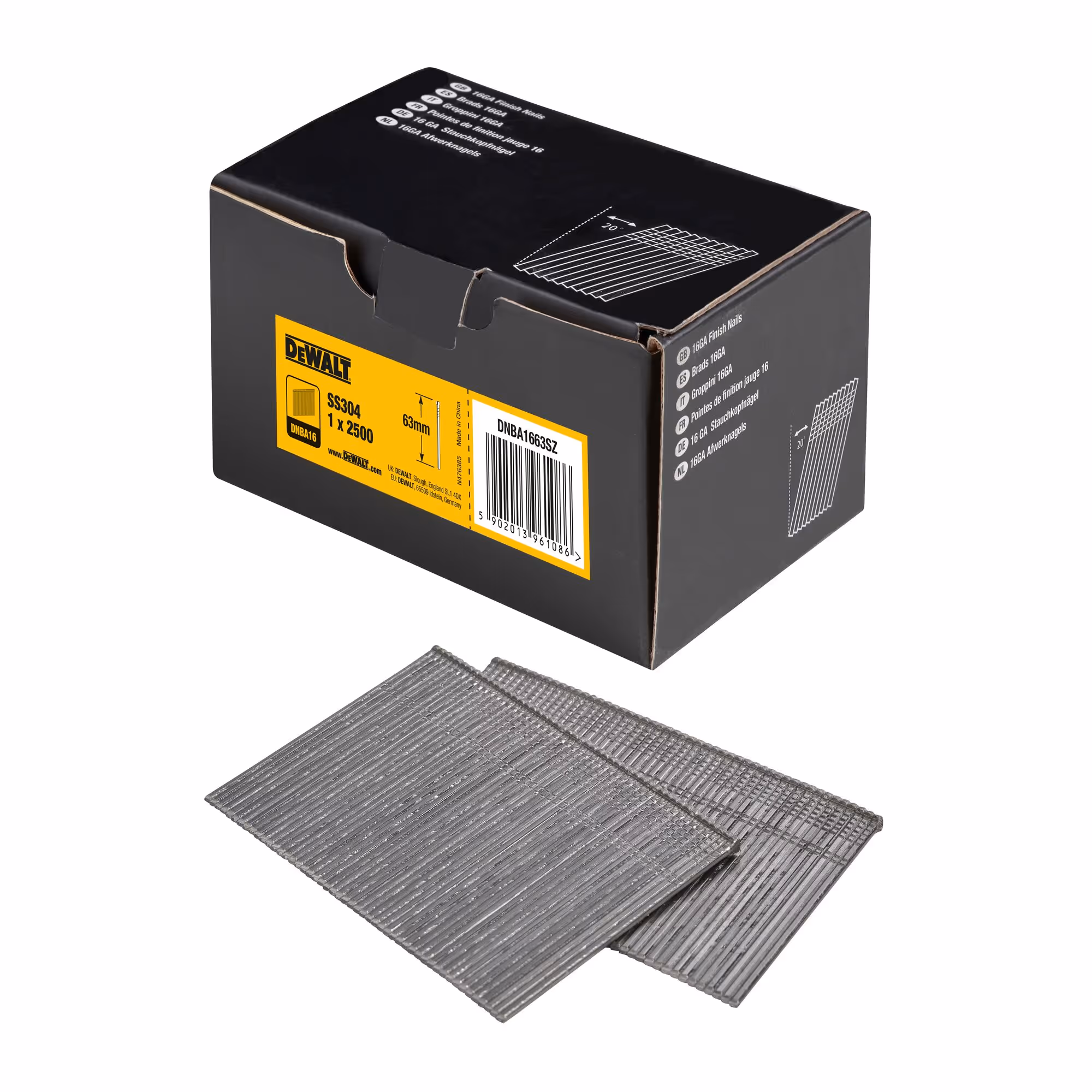 Pointes 16Ga 20° inox 1,2 x 63 mm